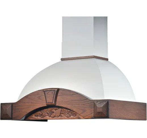 Cappa cucina rustica bianca gaia max con cornice in legno intarsio cm 90