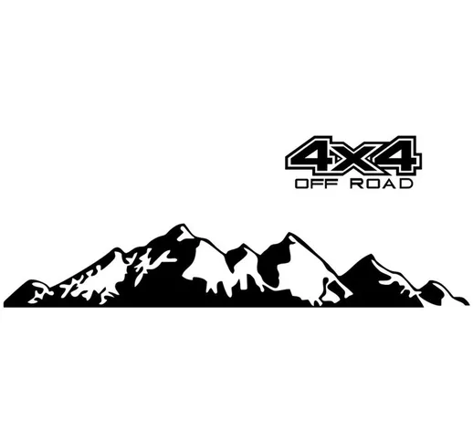 Car Stickers 4X4 Off Road(44*17cm)+Mountain Graphic Decal(150*27cm) Sticker for Car Truck...