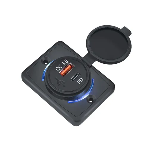 Qersta - Caricabatteria da auto 18W qc 3.0, usb, spina pd, impermeabile, universale, camio...