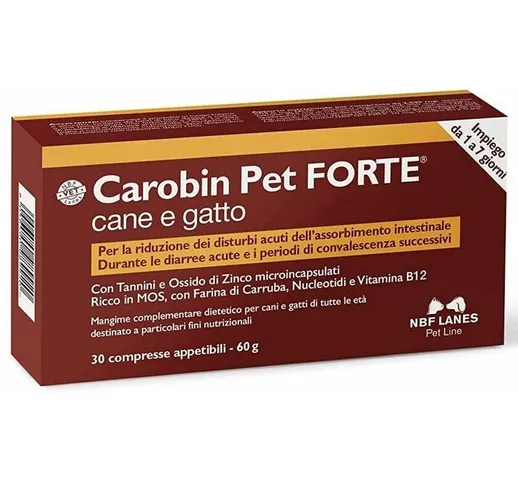 Carobin pet forte 30 / 60 / 90 / 120 / 150 compresse per cani e gatti quantita': 1 confezi...
