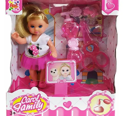 B&s - Carol family bambola giocattolo centro estetico accessori 3 anni parrucchiera