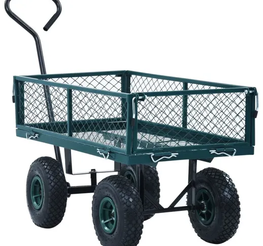 vidaXL Carrello a Mano da Giardino Verde 250 kg