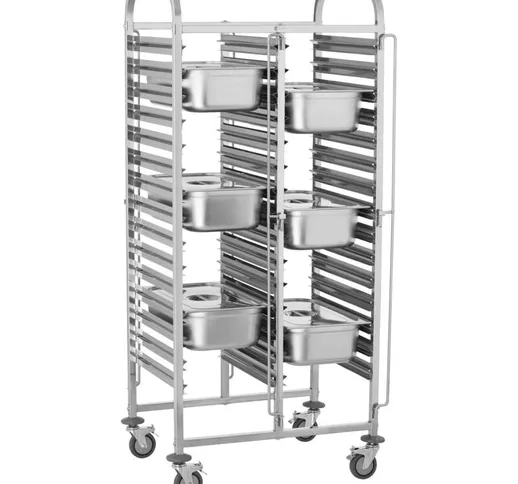 Royal Catering Carrello Portavassoi Carrello Di Servizio 30 Contenitori Gn Acciaio Inox 15...