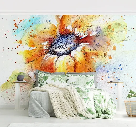  - Carta da parati adesiva fiori - Girasole Painted Dimensione H×L: 320cm x 480cm