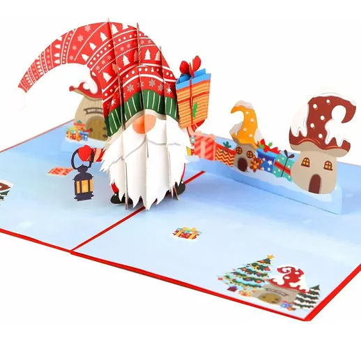 Cartolina di Natale pop-up 3D Bambola senza volto e albero di Natale Biglietto di auguri d...