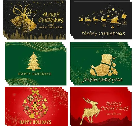 Cartoline di Natale 3D da 24 pezzi, biglietto di Natale pop-up, biglietti di auguri di Nat...