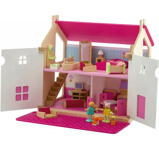 Casa Delle Bambole Per Bambini A 2 Piani In Legno Rosa - Trudi