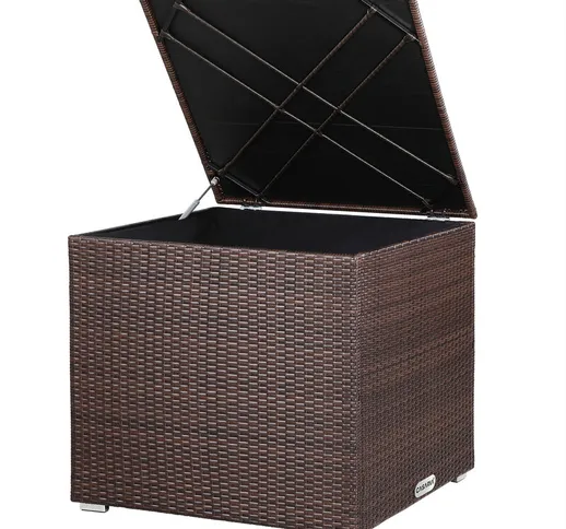  - Contenitore da Esterno Polirattan Box per Cuscini Utensili da Giardino 75x75x70 cm impe...