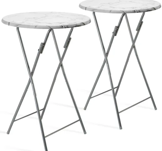 Tavolino alto da bar 2 pezzi Tavolino da bistrot pieghevole bianco ø 60 cm metallo aspetto...