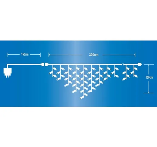 Cascata 150 Led Flash Ip44 Prolungabile Da 150 A 300 Cm Bianco Caldo