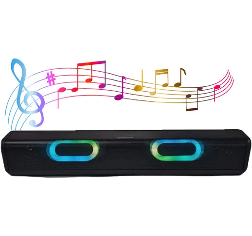 Cassa Bluetooth Speaker 5.0 Barra Soundbar LED Multicolor USB SD AUX