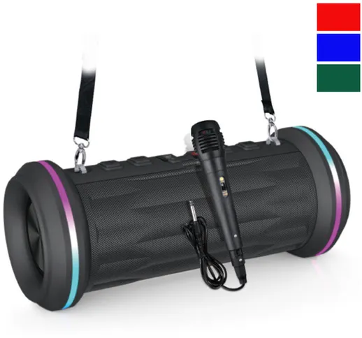 Cassa Speaker Bluetooth con Microfono Portatile usb sd aux fm led Multicolor