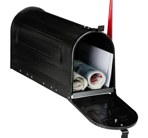 Cassetta postale americana, vintage, US mailbox, scomparto porta-giornali, bandiera rossa,...