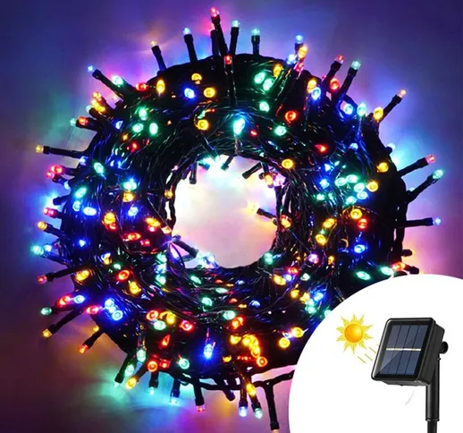 - Catena di luci di Natale con pannello solare da 200 Led 14 metri Multicolore