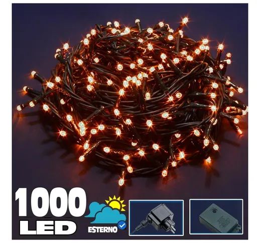 Catena Luminosa 1000 led Luci Albero Natale Lucciole Bianco Caldo Esterno 24V