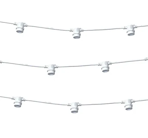 Catena di luci lineare 5 metri per 10 lampadine E27 IP65 Bianca 