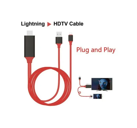 Trade Shop - Cavo Adattatore Video Lightning Usb Hdmi Hdtv Tv Per Iphone I7 I6 I5