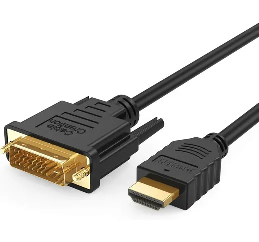 Cavo da DVI a HDMI, adattatore bidirezionale da HDMI a DVI da 1,5 m, maschio da HDMI a DVI...