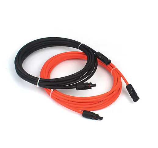 Cavo di prolunga per pannello solare con connettore MC4, coppia rosso + nero, 10 awg 2 met...