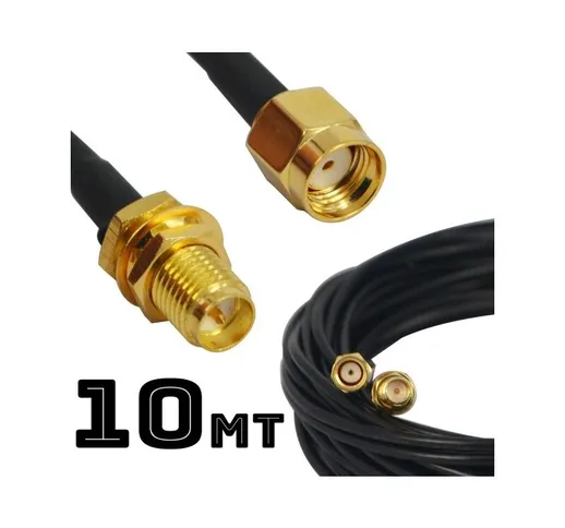 Trade Shop Traesio - Trade Shop - Cavo Per Antenna Wireless 10 Metri Prolunga Maschio Femm...