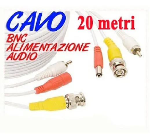 Cavo Prolunga Telecamera Rca Bnc Audio Video Alimentazione 10 20 30 50 Metri | 20 Mt