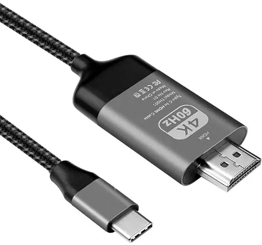 Cavo USB C a HDMI (4K@60Hz), USB 3.1 Tipo C a HDMI Cavo 2M, Compatibile per Macbook Pro, i...