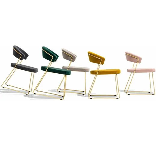 CB/1022-LH Sedia New York di Calligaris-P77 Metallo Cromato-705 Pelle Bianco Ottico