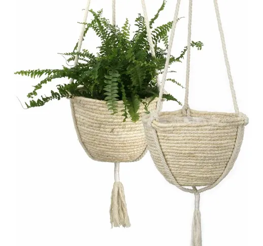 Zqyrlar - Cestini per fioriere sospese in erba marina naturale, vasi per piante da interni...