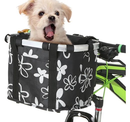 Cestino per bici pieghevole Borsa per trasportino per cani di piccola taglia per animali d...