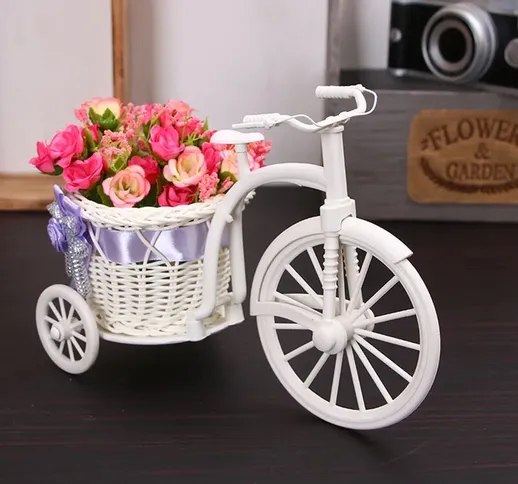 Cesto di fiori per decorazione di biciclette, nuovo design di triciclo, vaso di plastica b...