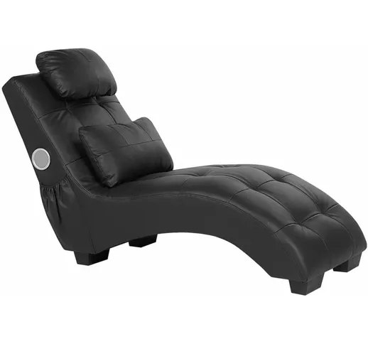 Beliani - Chaise longue con altoparlante Bluetooth in pelle sintetica nera SIMORRE