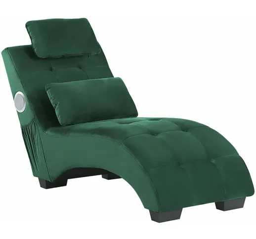 Chaise Longue in Velluto verde con Altoparlante Bluetooth Simorre - Verde