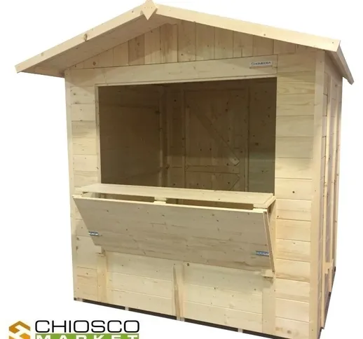 Chiosco Market 222 x 250 cm in legno 1 anta | No - Ardesia Rossa (+€ 50,00) - Porta Singol...