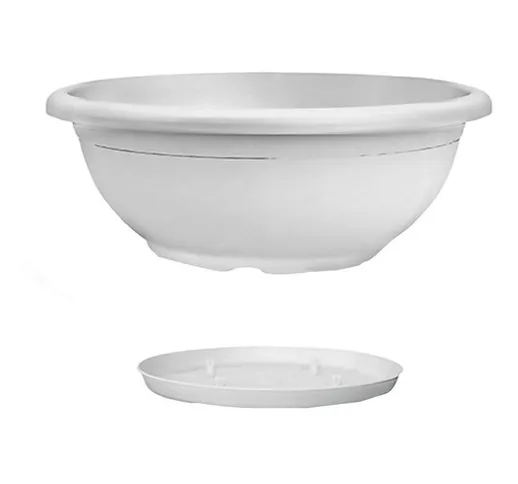 Veca - Ciotola Naxos con Sottovaso ad Incastro Bianco - 70 cm - Bianco