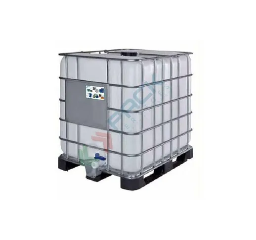 Cisterna IBC 1000 Litri in plastica, rigenerata con otre NUOVA, coperchio 150 mm, valvola...