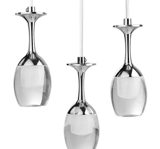 Lampadario A Sospensione Wineglass LED Lampada Per Bar Lounge Living Room (Bianco freddo)...