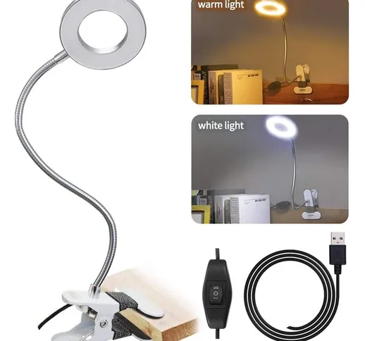 Clip on Light Light Lights, 48 ​​LED USB LIGHT LIGHT Luce notturna a bastoncino flessibile...