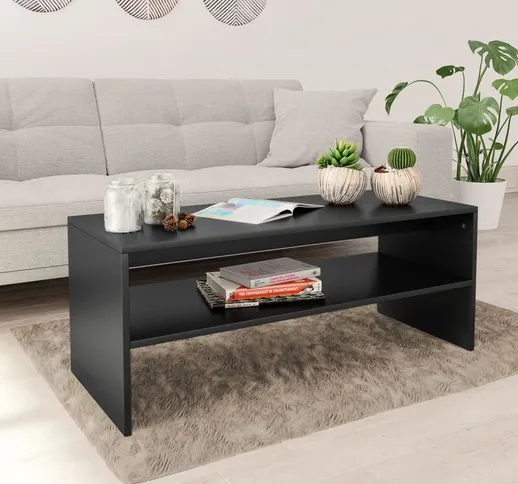 Coffee table Caff wooden living room with shelf 100x40x40 cm various colors colore : NERO