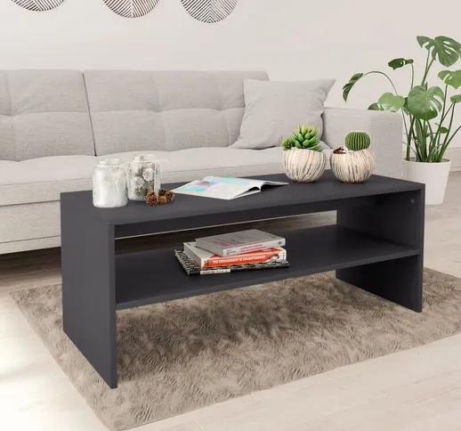 Coffee table Caff wooden living room with shelf 100x40x40 cm various colors colore : Grigi...