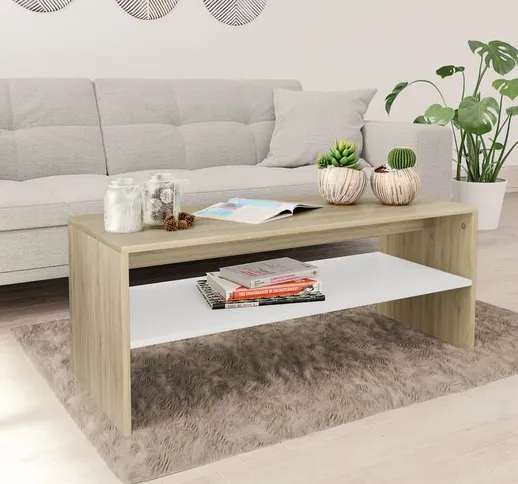 Coffee table Caff wooden living room with shelf 100x40x40 cm various colors colore : Bianc...
