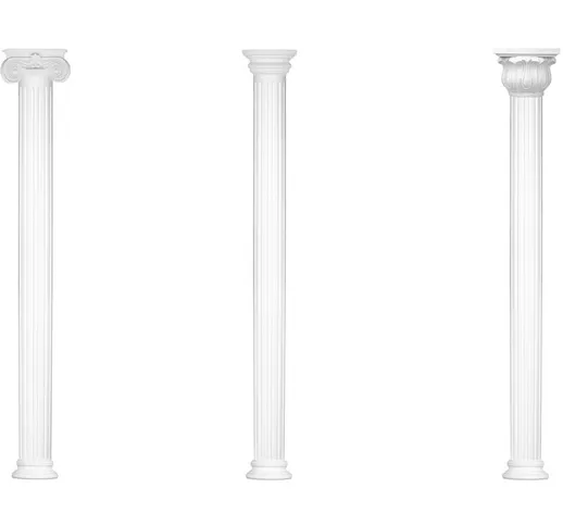 Colonne e mezze colonne rotonde scanalate stucco selezione 180mm N3318: Semicircolare, Alb...