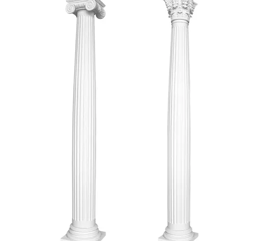 Colonne e mezze colonne rotonde scanalate stucco selezione 203mm N3220: Semicircolare, Alb...