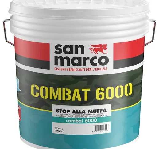 Combat 6000 pittura lavabile antimuffa per interni bianca lt 14