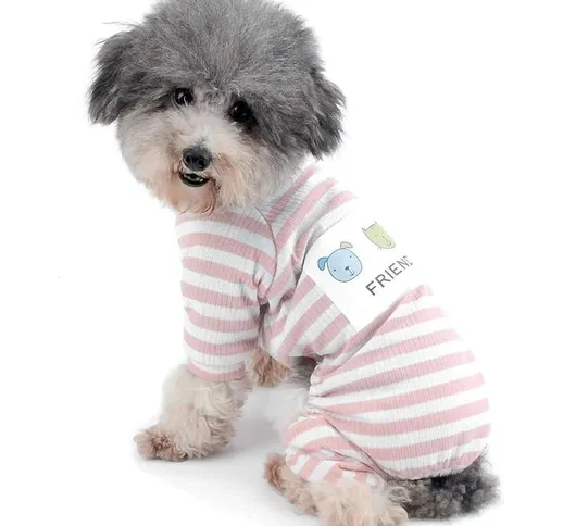 Comodo pigiama invernale per animali domestici in cotone a righe per cagnolini - vestiti p...
