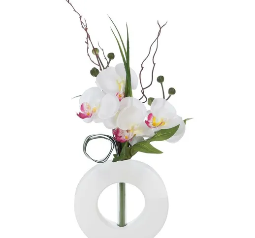 Composizione orchidea + vaso bianco - Rosa bianca Atmosphera créateur d'intérieur - Rosa b...