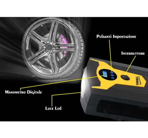 LEDLUX JF3637 Compressore Aria Portatile Pompa Digitale Per Auto Moto Bici Con Accendisiga...