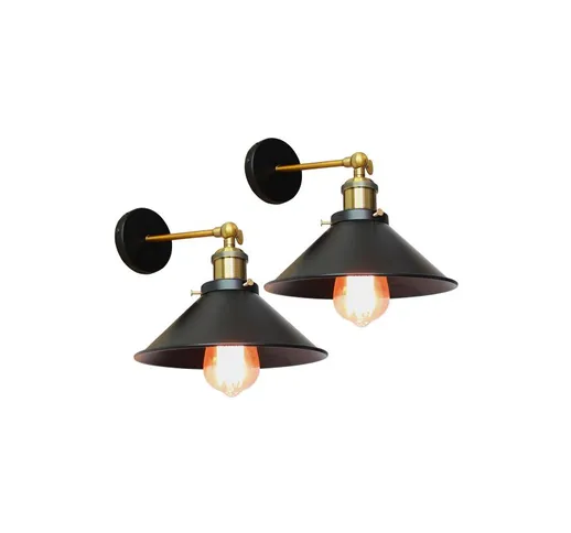 Confezione da 2 lampade da parete vintage in metallo nero, lampade da parete industriali v...
