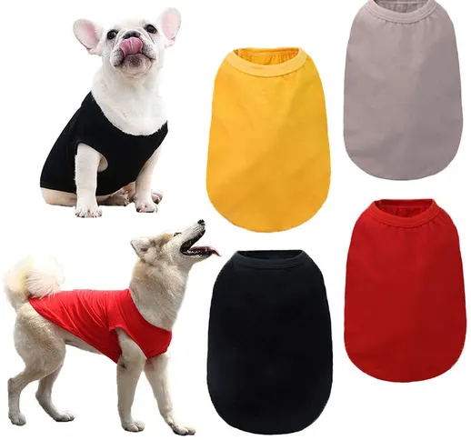 Confezione da 4 t-shirt per cani tinta unita vestiti per animali domestici Morbidi e trasp...