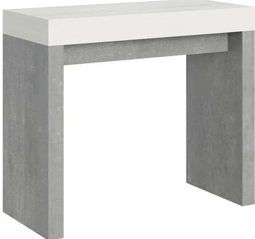 Consolle Allungabile 90-196x40x77 cm in Nobilitato Bianco e Grigio