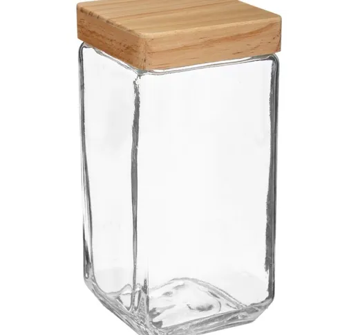 Vaso quadrato in vetro con coperchio in pino 2l - pino - 5 five simply smart - Bicchiere